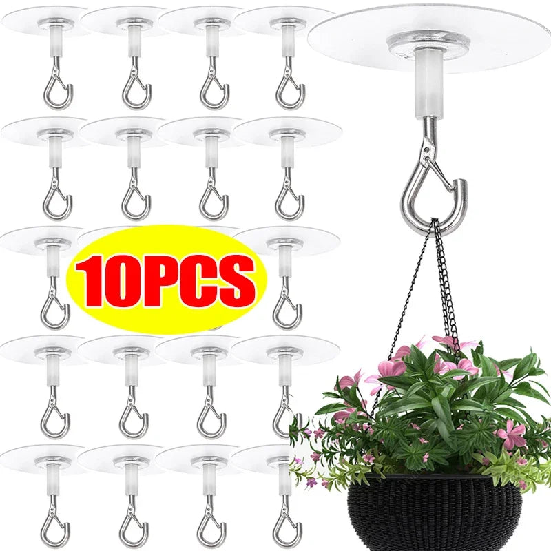 Self-Adhesive Heavy Duty Wall Ceiling Hooks Multi-Scene Hanger 1-10Pcs for Plant Pots Flower Baskets