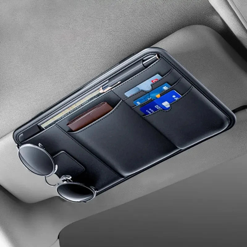 Universal Car Sun Visor Storage Pouch Multi-Slot Vehicle Visor Wallet Card Phone Sunglasses Holder