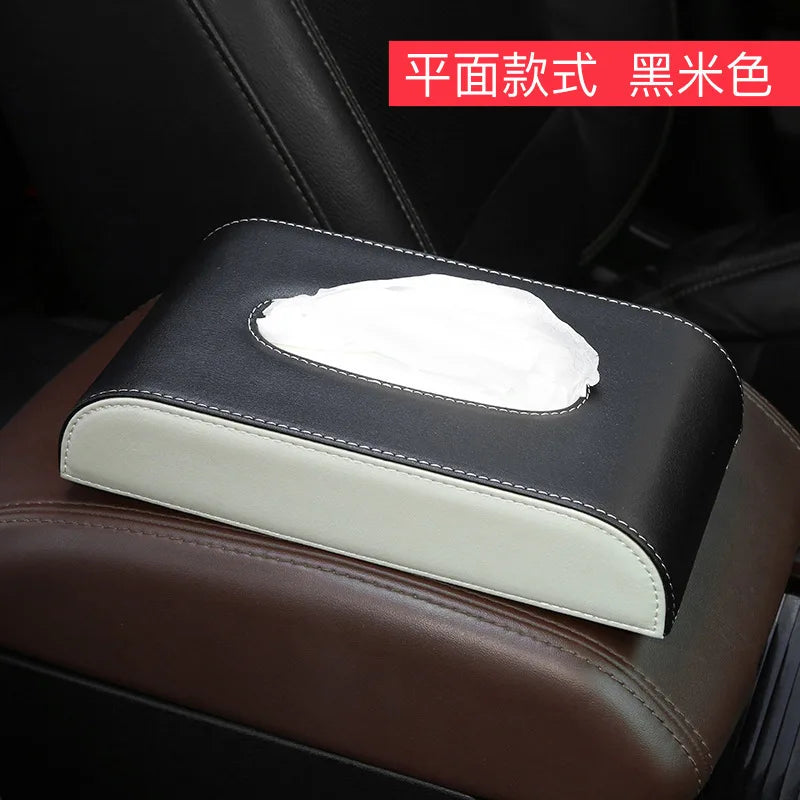YJANG New Soft Leather Car Sunshade Plate Tissue Box Universal Auto Interior Paper Towel Storage Bag Sun Visor Tissue Boxes