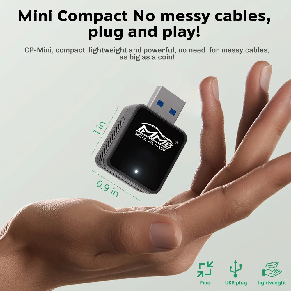 MMB Mini 2in1 Wireless CarPlay Adapter Android Auto Dongle Wifi BT5 USB Plug and Play Wired to Wireless Connection Universal Car