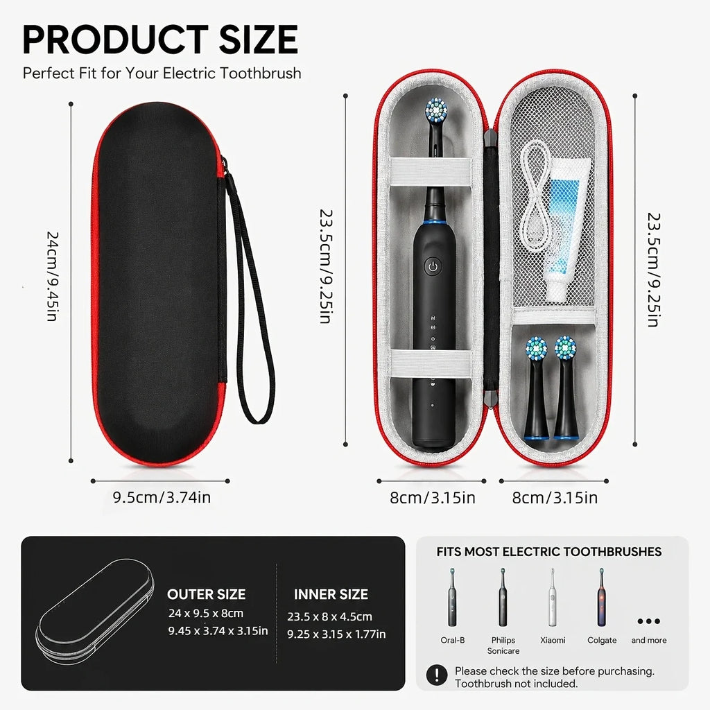 Electric Toothbrush Case EVA Hard Shell Travel Storage Case Waterproof Portable Protective Toothbrush Holder Carrying Organizer