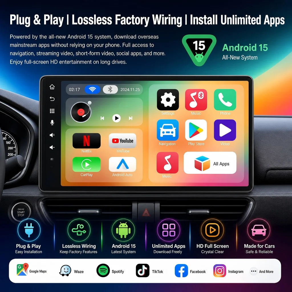 2026 Android 15 CarPlay Ai Box Wireless Android Auto 3 in 1 USB Adapter Plug & Play TV Box For Youtube Netflix Toyota Benz Ford