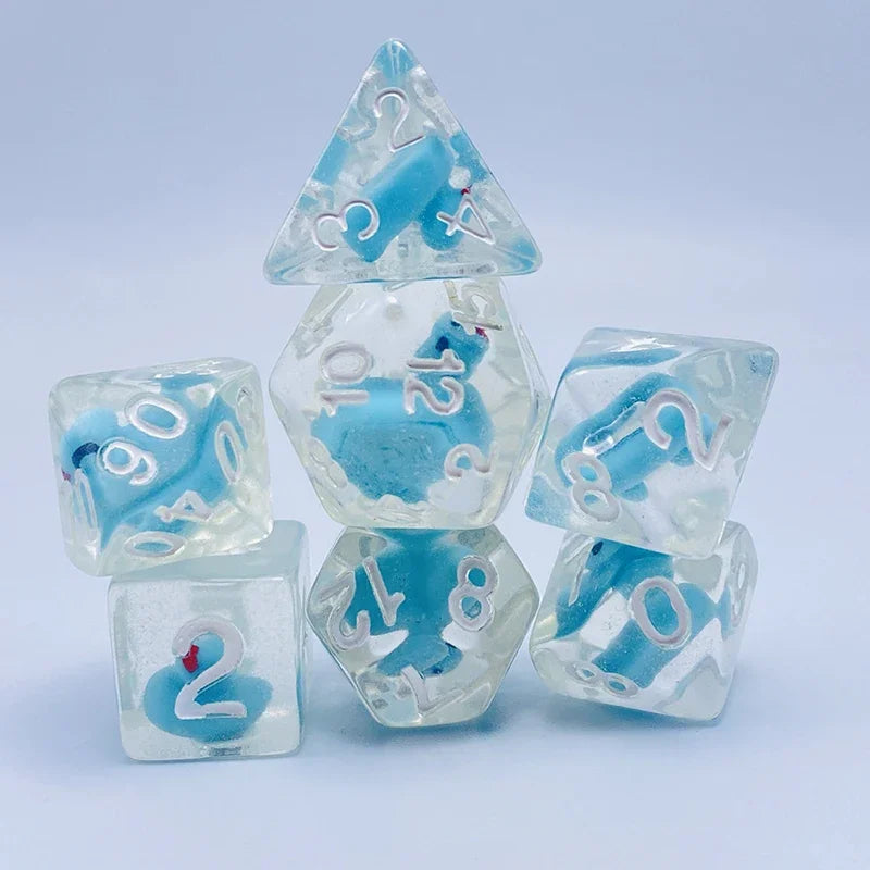 New DND Upscale 7Pcs Resin Dice Set Polyhedral Inline Animal D4 D6 D8 D10 D12 D20 Dices for RPG Board Game and Tabletop Games