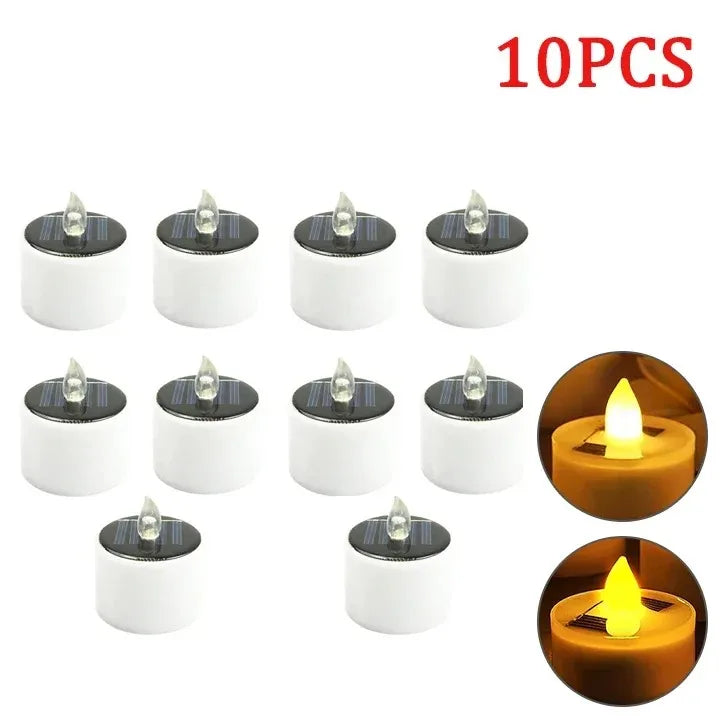 1-10PC Solar Tea Light Led Candles Flameless Outdoor Waterproof Solar Tea Light Rechargeable Candles for Party Garden Home Decor