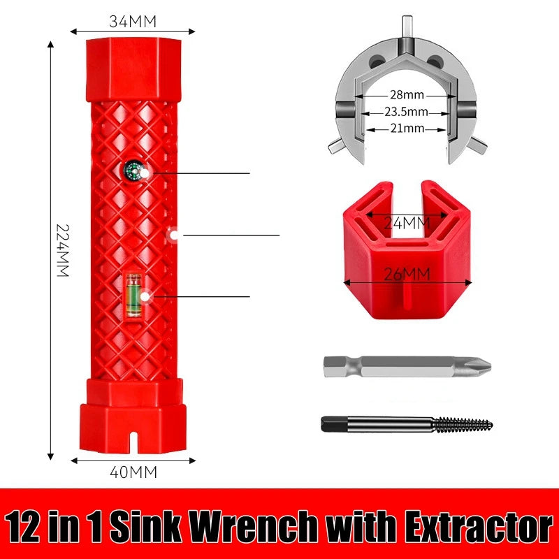 Sink Faucet Wrench Plumbing Repair Tool Handle Double Head Wrench Spanner Tool Installer Ratchet Wrench Set for Bathroom