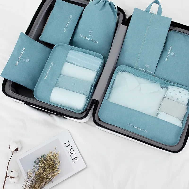 Travel Luggage Organizer Set with Mesh Window and Zipper Closure Lightweight Packing Cubes for Suitcase Storage Daily Use