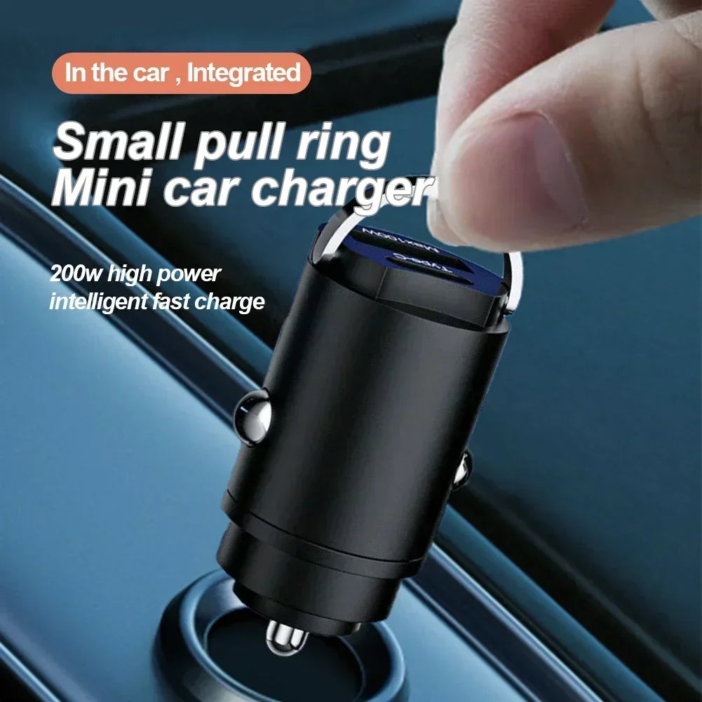 Mini Dual USB Car Phone Charger 200W Fast Charge Adapter Accessories 2 USB Mobile Phone Socket Adapter Universal Car Charger