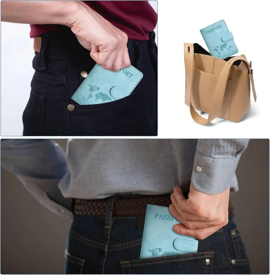 Passport Holder for Men Women RFID Blocking Passport Book Protector Slot Travel Document Organizer