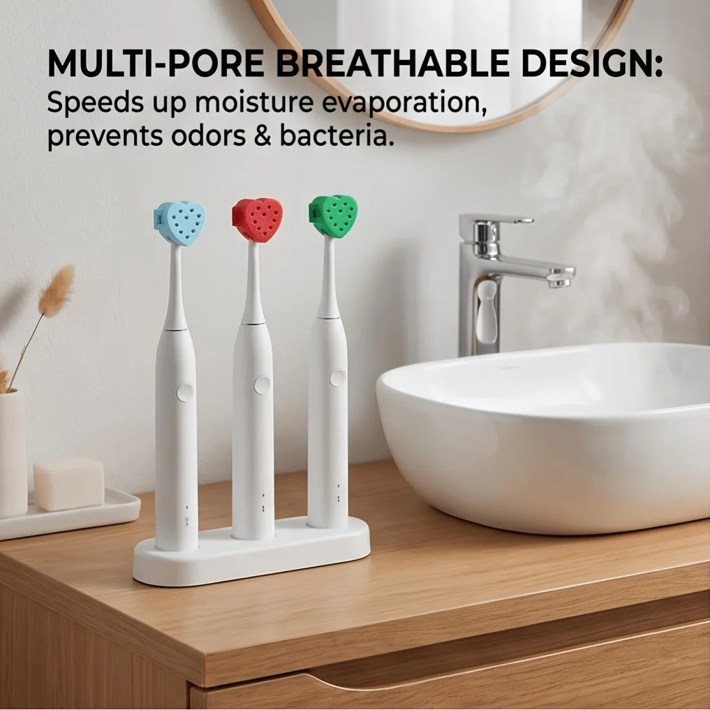 5pcs heart-Shaped Breathable Electric Toothbrush Head Protector, Travel Storage Case, Dust Cover, Lightweight