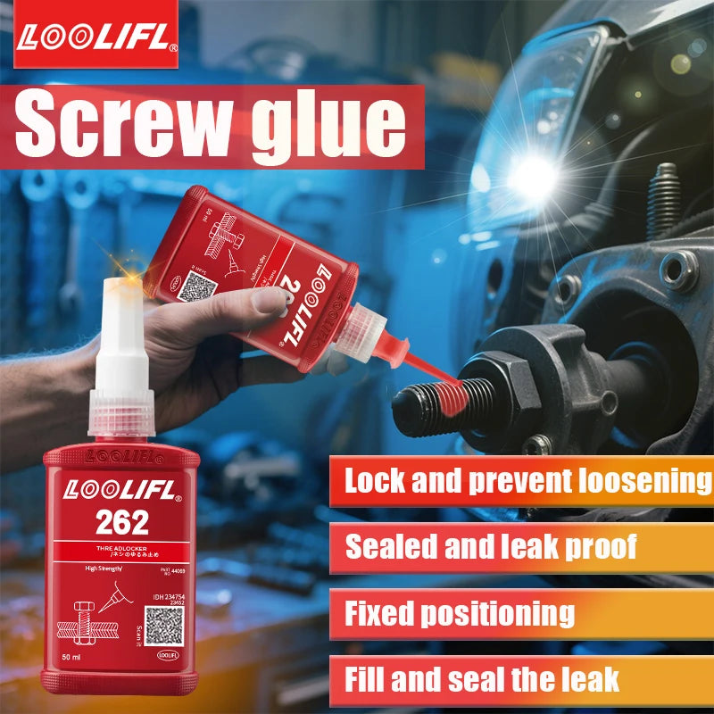50ml 262 Screw Lock Threadlocker Quickly Cured Thread Locking Agent Anaerobic Adhesive Corrosion-Resistant Anti-Loosening Glue