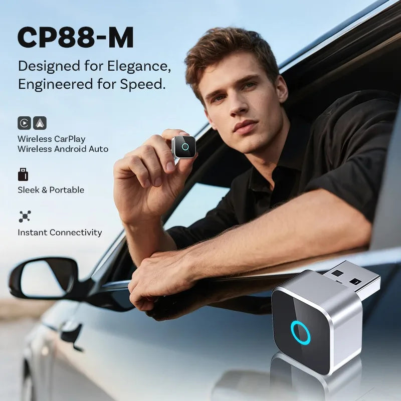 2026 Hot Sale Super Mini Upgrade 2-in-1 Wireless CarPlay & Android Auto / Carlife Adapter For Wired CarPlay Cars