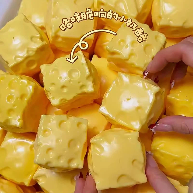 Mini Cheese Cube Squishy Fidget Toys Homemade Soft Crispy Sound Stress Ball Squeeze Toy Adults Sensory Anti Stress Toys Gift