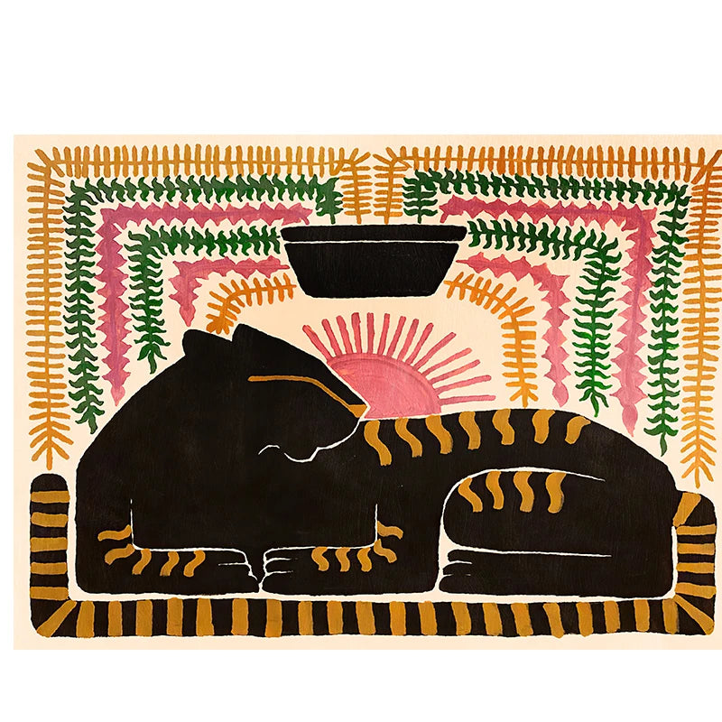 Ancient Egypt Colorful Abstract Boho Poster Tiger Leopard Figure Wall Art Prints Canvas Painting Pictures For Living Room Dec