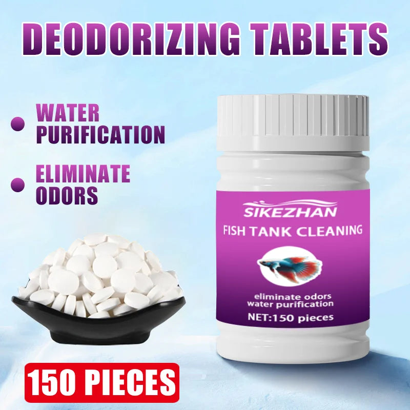 Fish Tank Water Treatment Set: Nitrifying Bacteria Tablets & Liquid, Anti‑Algae Tabs, Odor Remover, Dechlorinator Tablets