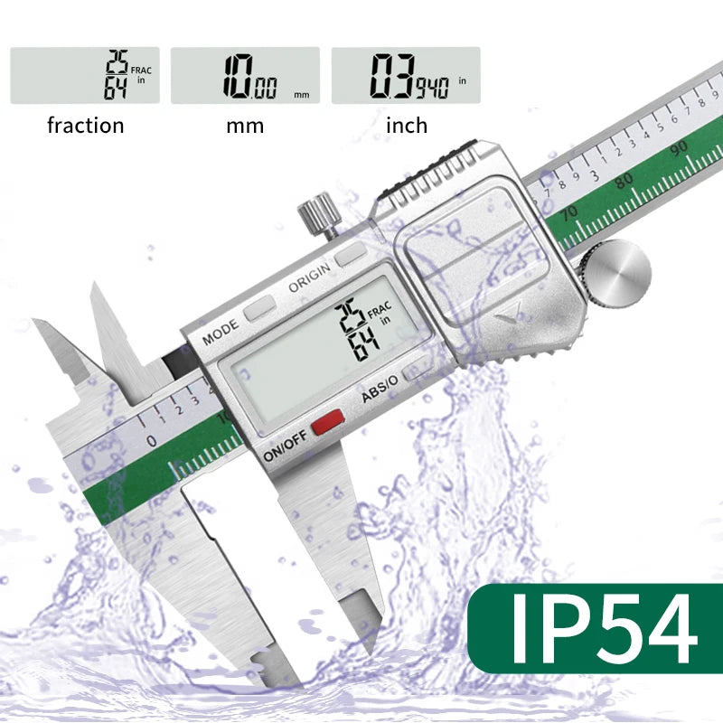ET54 150mm 0.01mm Electronic Digital Caliper Stainless Steel Vernier Caliper Inch mm Fraction Display Micrometer Digital Ruler
