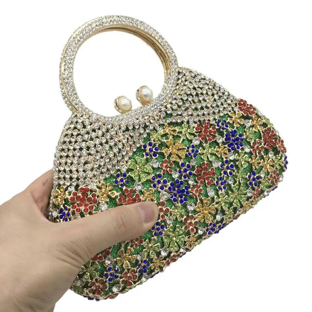 Boutique De FGG Elegant Silver Crystal Clutch Bags for Women Formal Party Totes Handbags Bridal Wedding Rhinestone Purses Bag