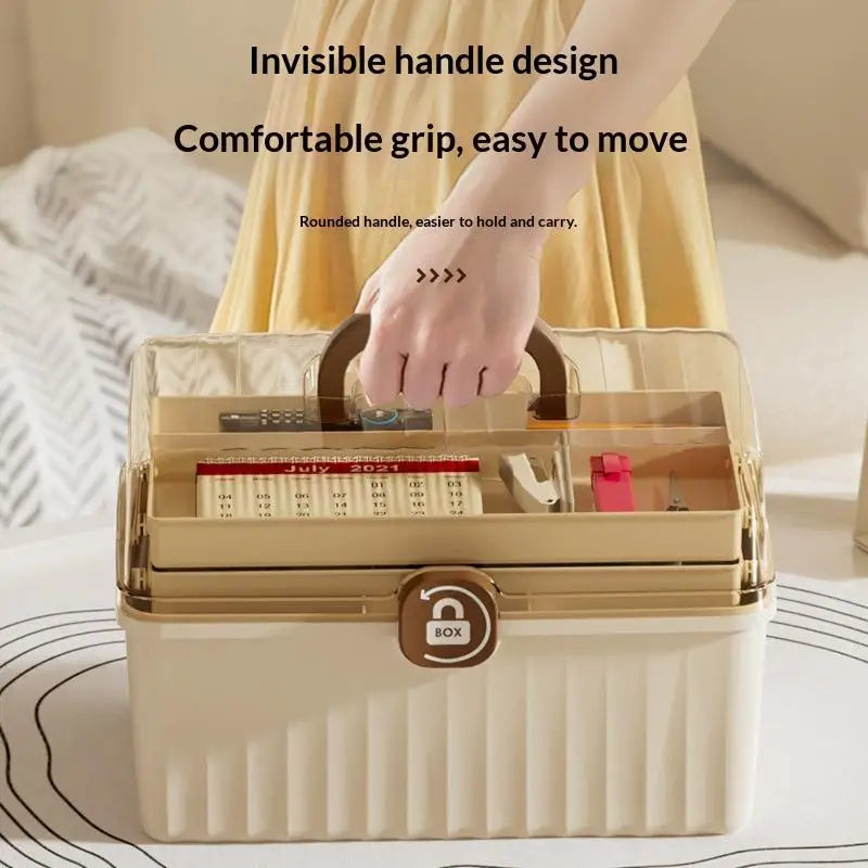 3 Tier Foldable Medicine Organizer With Multiple Compartments Perfect For Home Daily Medication First Aid Storage