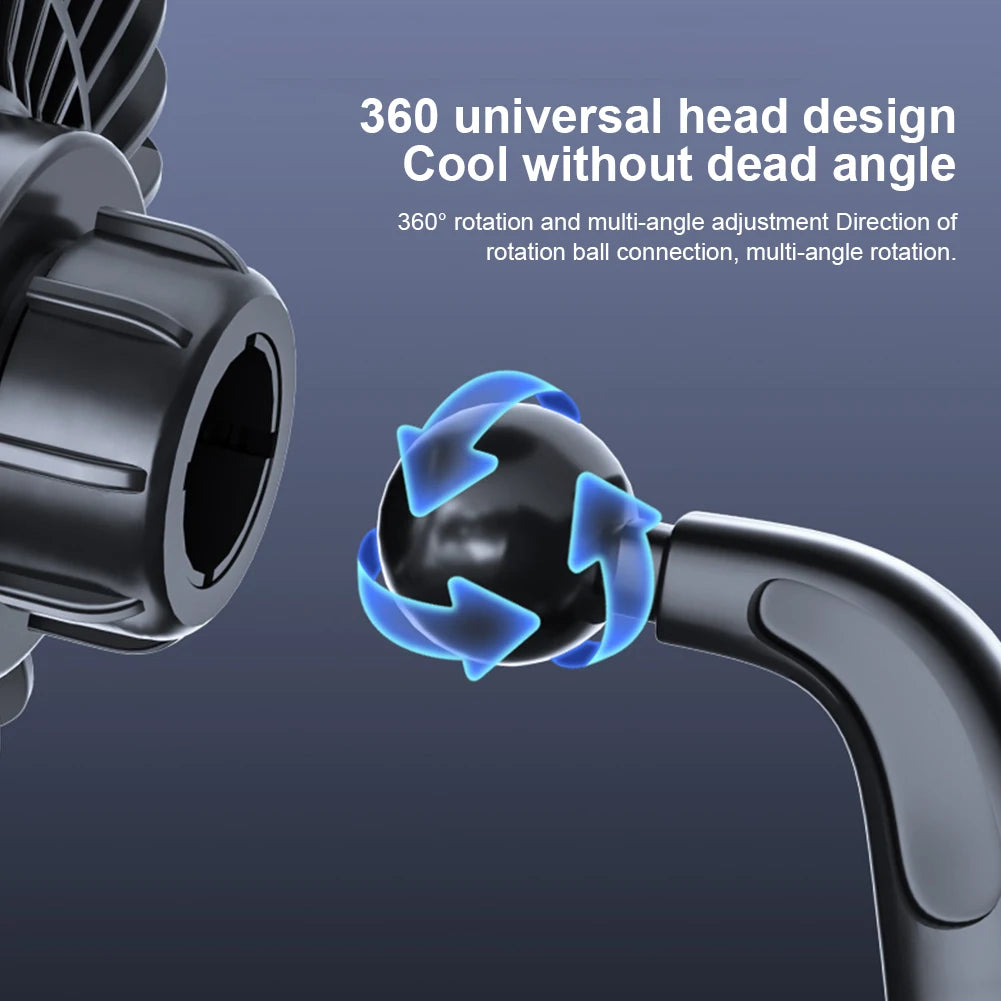 USB Single Head Car Fan 12V/24V with Suction Cup Auto Cooler 360 Degree All-Round Mini Car Air Cooling Fan for Car Truck SUV RV
