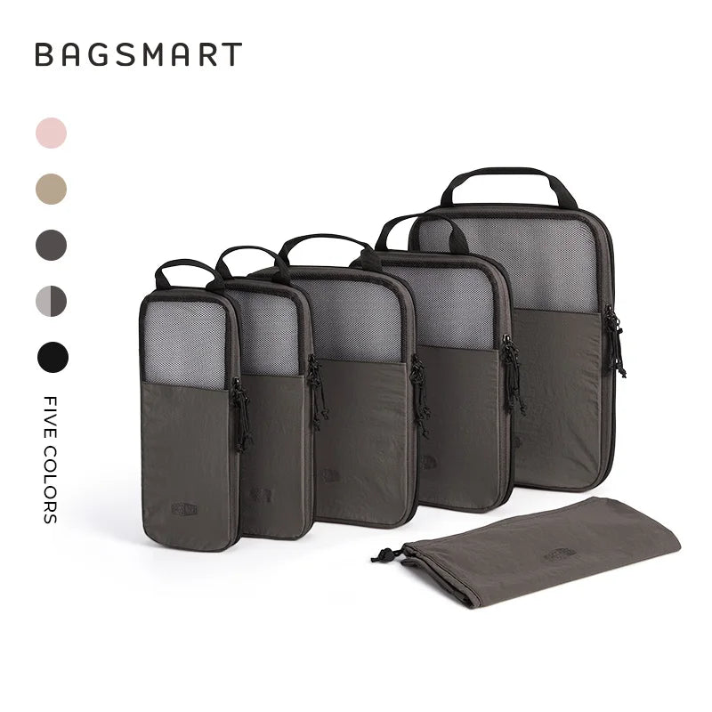 BAGSMART 6PC Compression Packing Cubes Large Capacity Travel Storage Bag Portable Luggage Organizers for Clothes