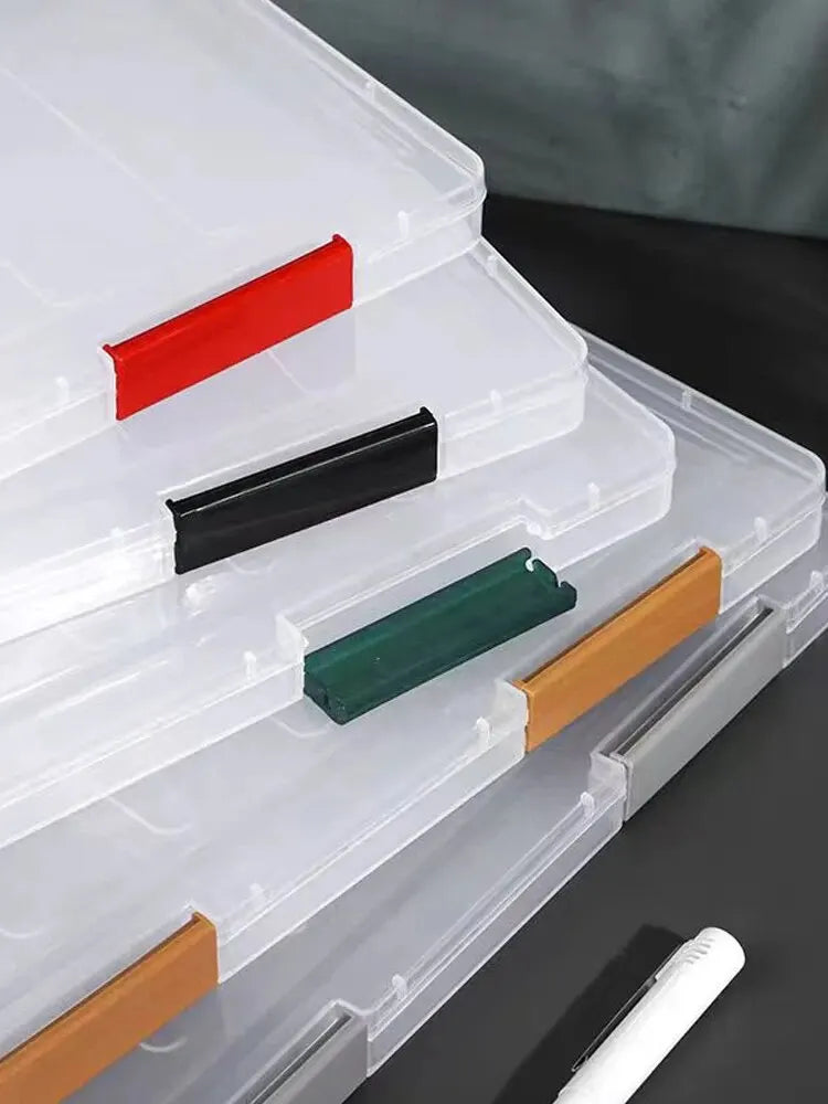 1PC Transparent File Box A4 Plastic PP File Box For School Students Multi-layer Portable Double-layer Data File Subject Classifi