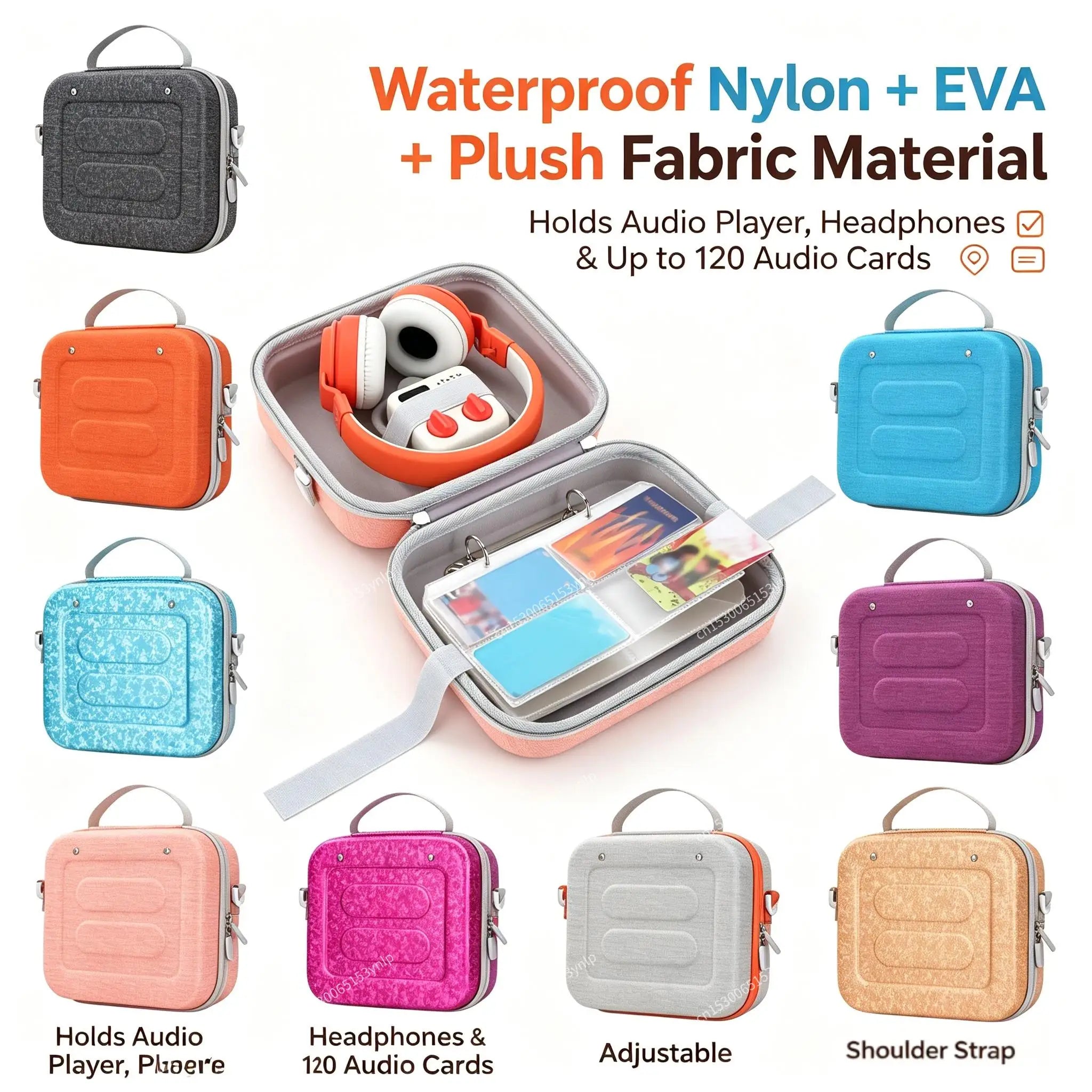 Protective Hard Storage Case For Yoto Mini Waterproof Nylon Bag With Adjustable Shoulder Strap Holds Audio Player Headphones