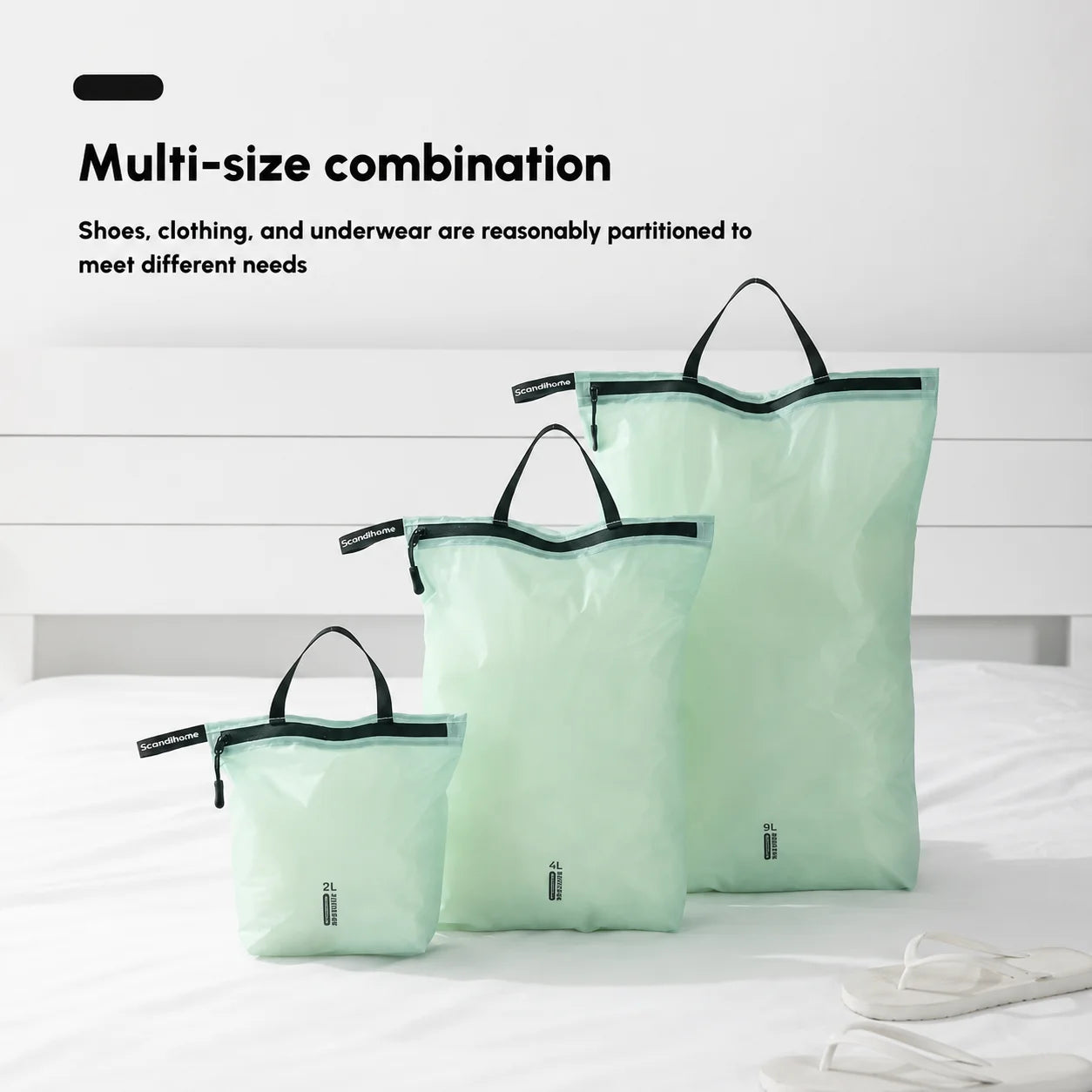 Waterproof Travel Handbag Storage Pouch Lightweight Clothes Organizer Zip Bag for Toiletries Socks Underwear Luggage