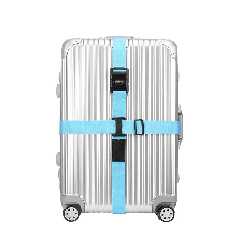 Cipher Lock Suitcase Strap Adjustable Luggage Strap Cross Packing Belt Travel Essential Accessories Suitcase Supplies Fixed Belt