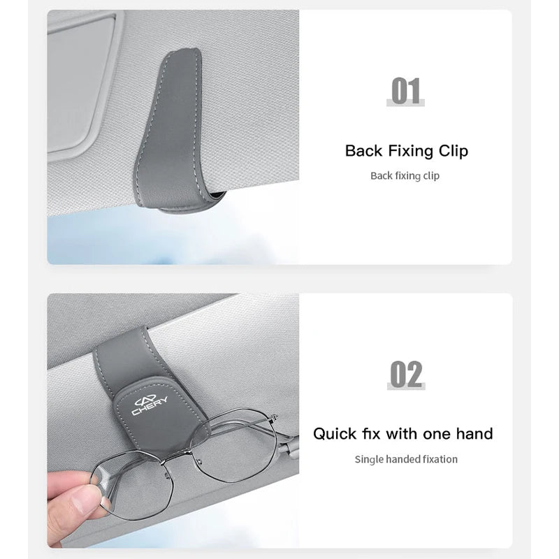 Car Interior Glasses Clip Leather Storage Holder Accessories For Chery EQ7 E3 Tiggo 7 QQ 5x Pro 4 3 Fulwin 2 X1 5 8 T11 Arrizo 6