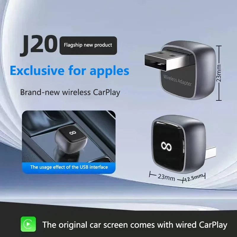 Mini 2-in-1 Wireless CarPlay Dongle Wired To Wireless AI Smart Box Universal Intelligent System Adapter Fit Most Vehicles