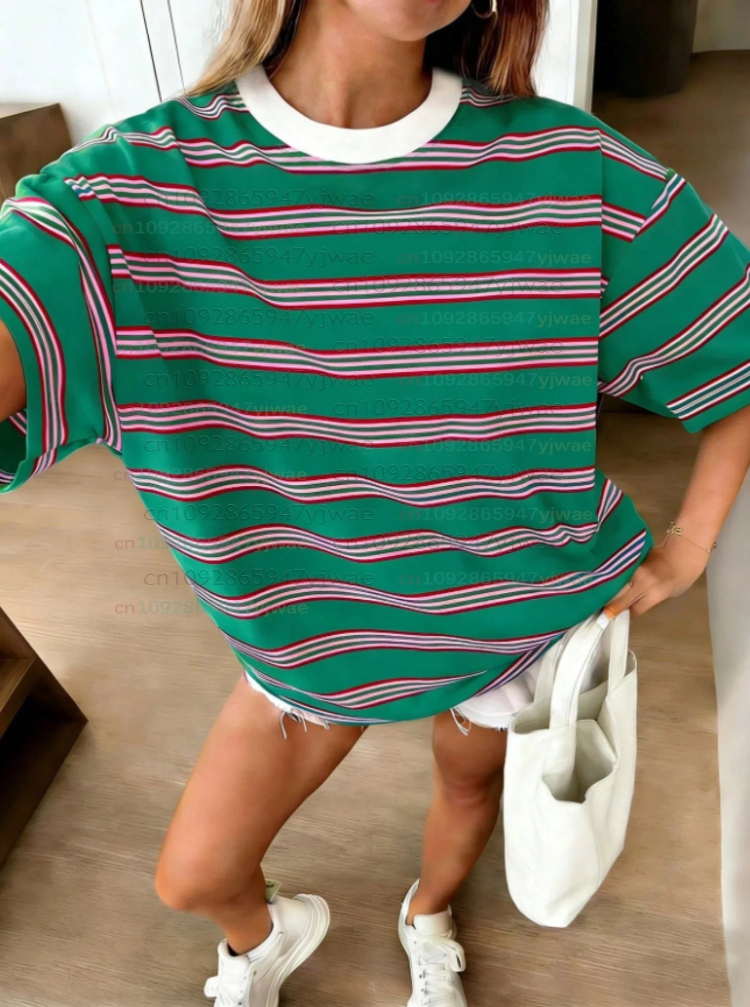 2026 Womens men plus size Short Sleeve stripe  Print T-Shirt Girl Round Neck Tee Outdoor Sports plus-size women's clothing