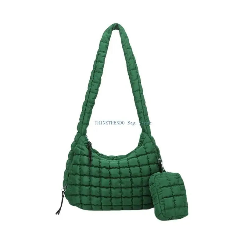 340D Quilted Puffer Bag Set for Women Lightweight Spacious Crossbody Satchel Purse