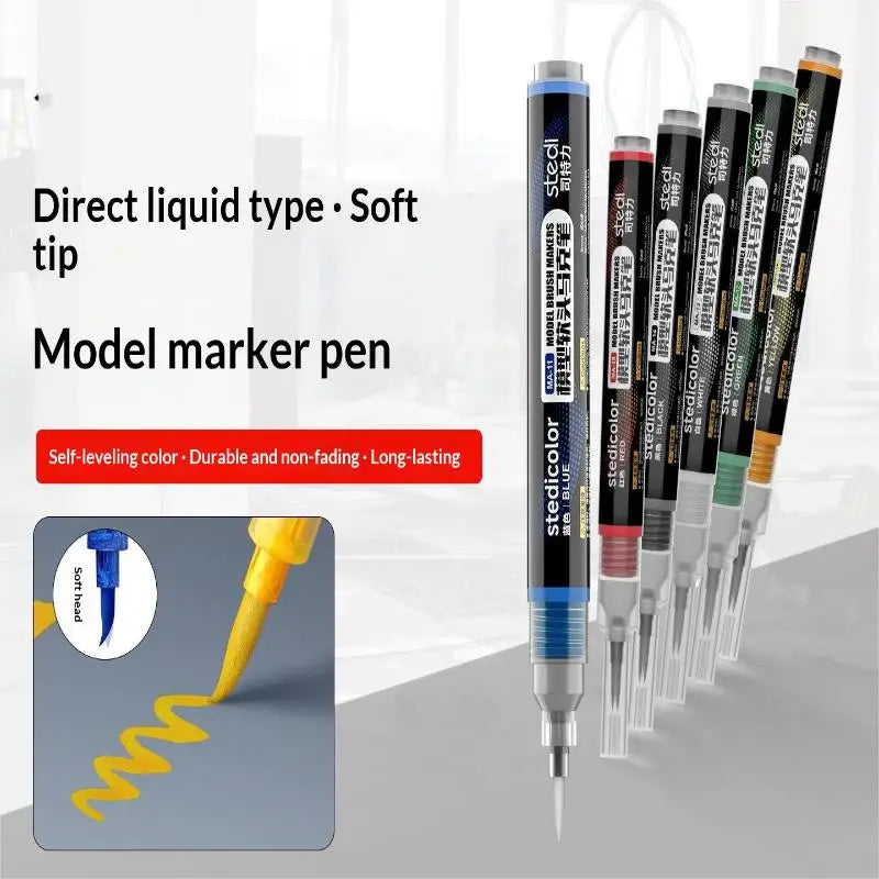 New New 1PC Stedi Front Valve Type Soft Tip Acrylic Paint Marker Water Based For Mecha Figure DIY Hobby Painting Coloring