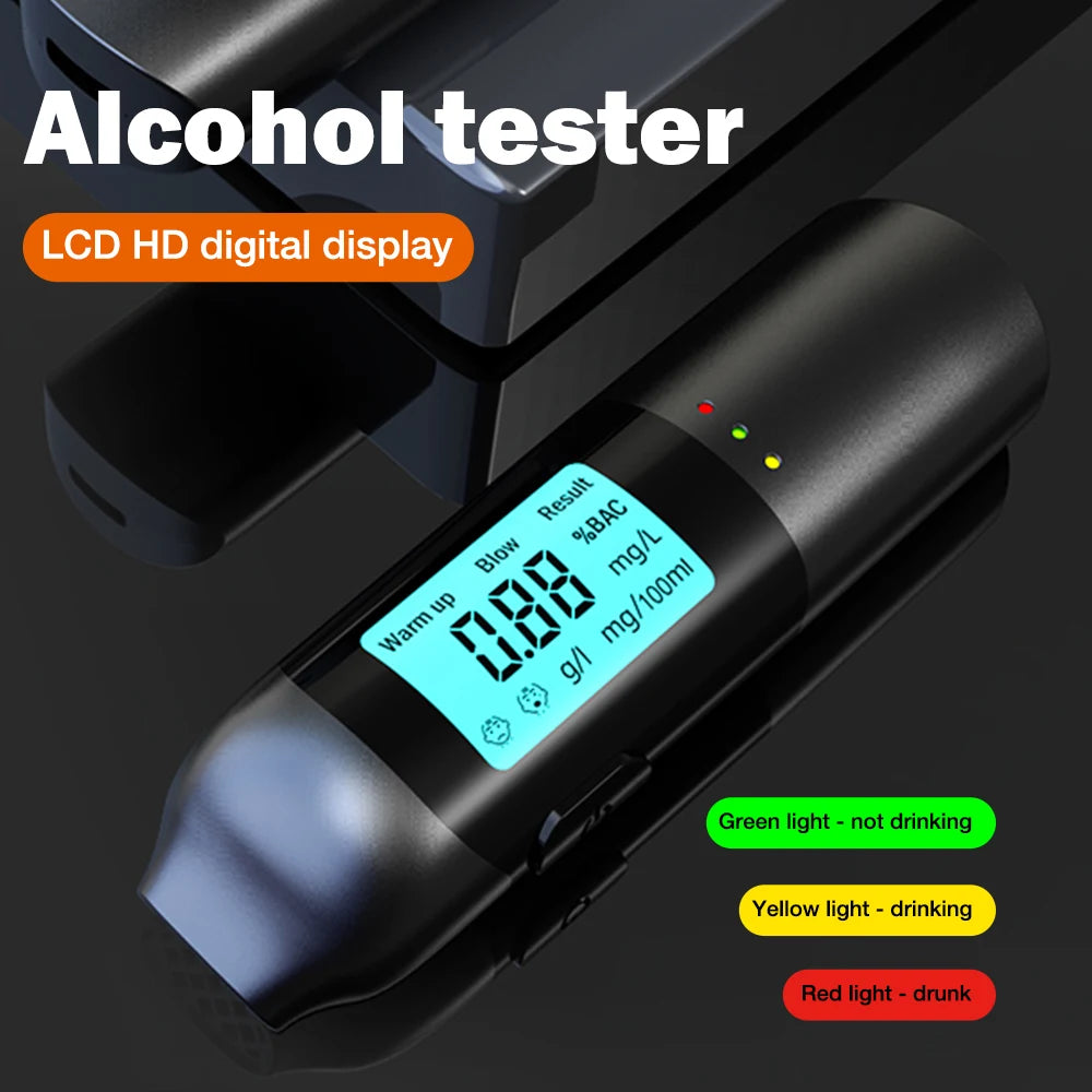 Portable Alcohol Breathalyzer Non-Contact Alcohol Tester LED Display Breath Alcohol Detector Drunk Driving Testing Tool