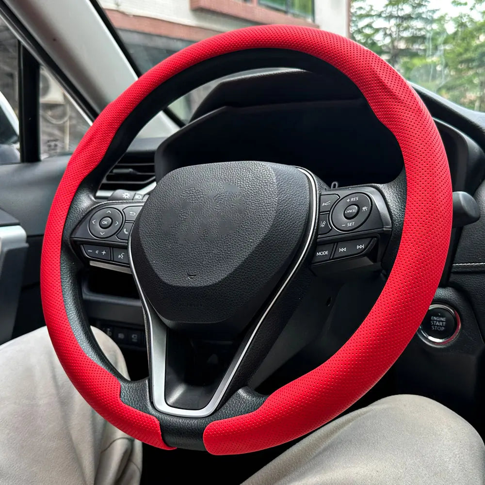 Steering Size 36-38cm Universal Non-slip Round Breathable Leather Car Steering Wheel Cover Protector Suitable Auto Accessories