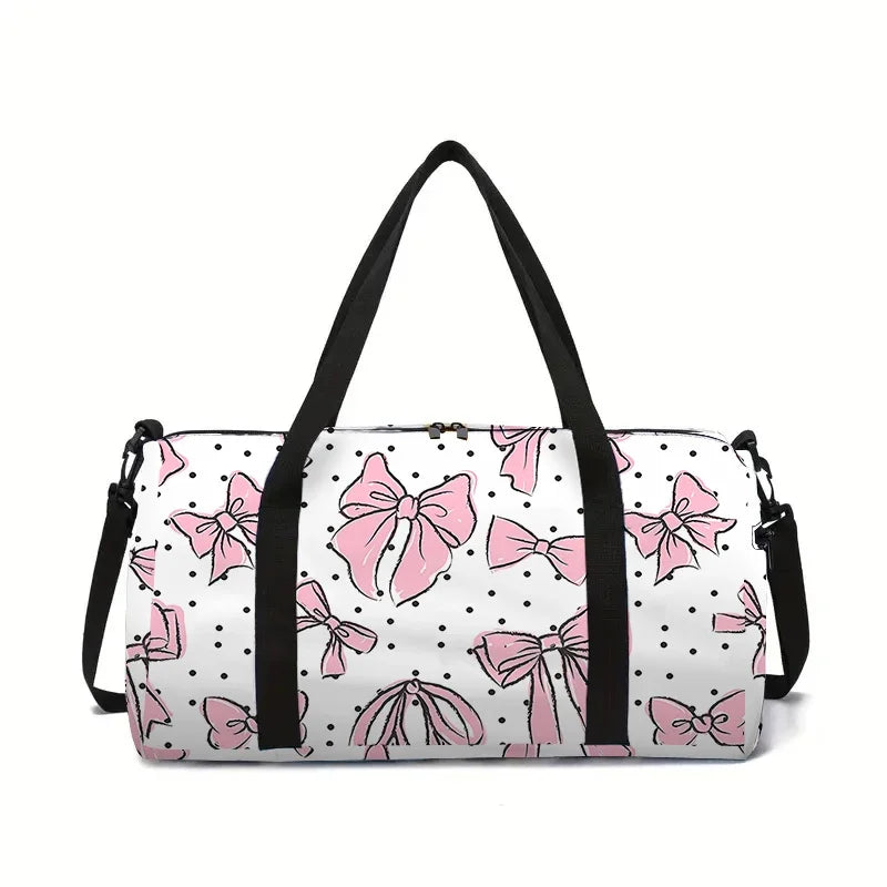 Pink Butterfly Large Capacity Luggage Bag for Boy/Girls Best Gifts 2D Cartoon Travel Duffels for Children Outdoor Fitness Bag