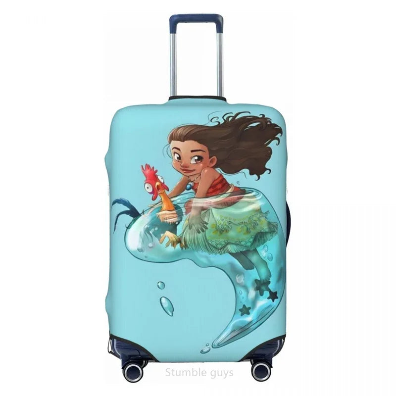 Stretchable Travel Luggage Protector Fashion Ocean Girl Pattern Fits 18-32 Inch Luggage Anti-Scratch Washable Suitcase Cover