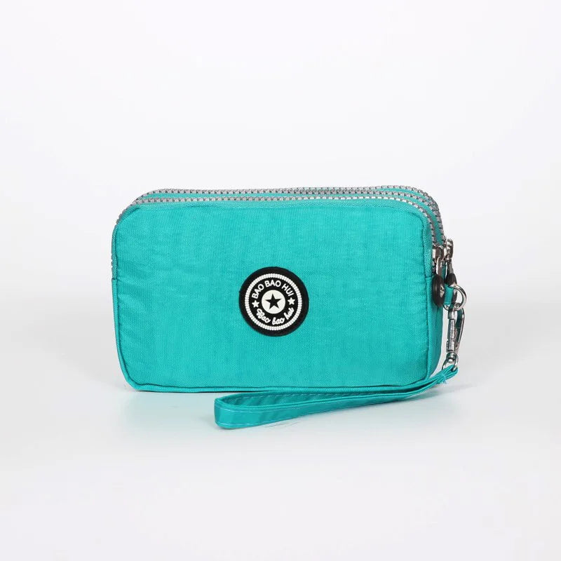 Stylish Jellyfish Print Triple Zipper Phone Bags, Compact Canvas Clutch Purse for Women’s Daily Essentials Casual Wallets Use