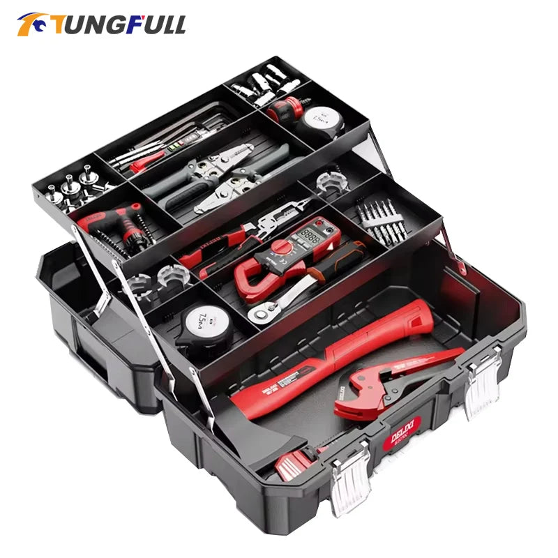 Industrial Grade Tool Box Multifunctional Hardware Art Box Electrician Multi-Layer Folding Organizer for Storage