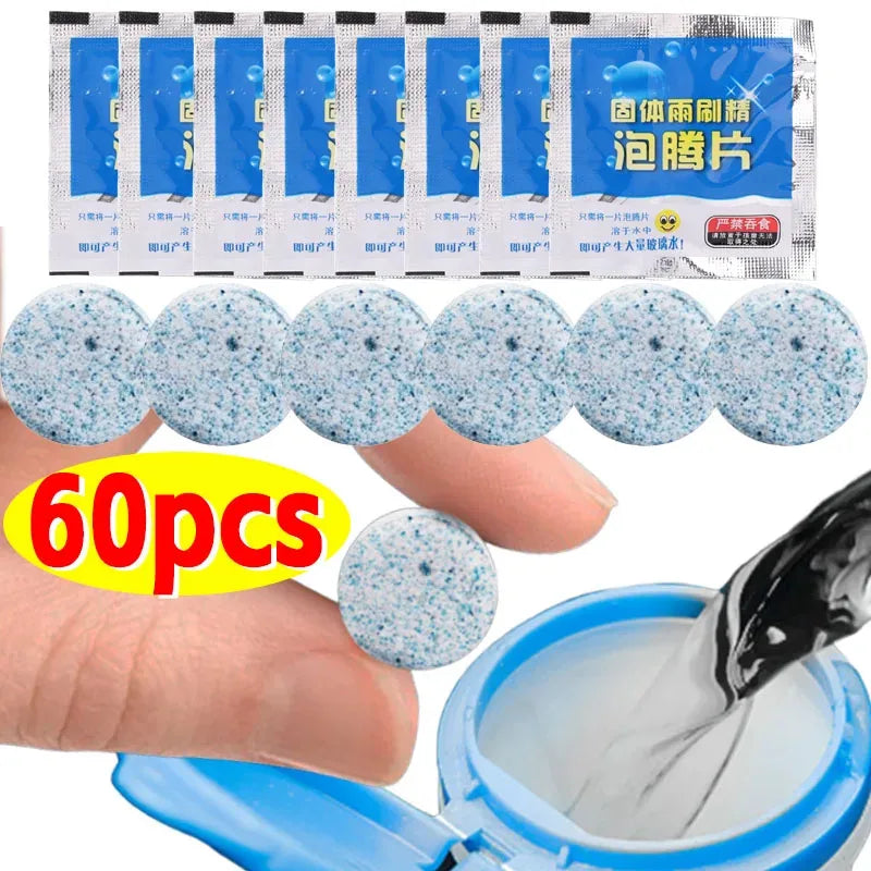 Car Effervescent Tablets Windshield Cleaner Windscreen Wiper Washing Home Toilet Window Cleaning Tabet Solid Washer 60-1pcs