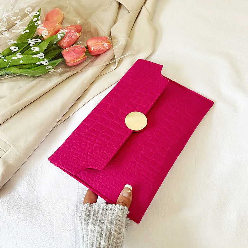 Women Felt Wallet for Women Coin Purse  Large Capacity Fashion Small Coin Envelope Bag Wallet Closure Solid candy colors Handbag
