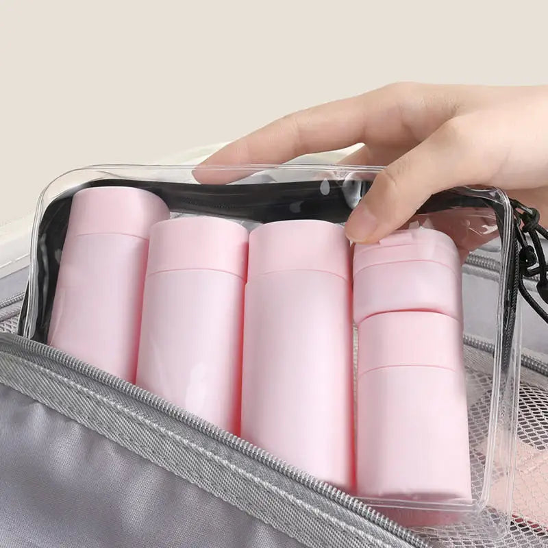 Nordic PE Empty Squeeze Bottles Travel Cosmetic Dispenser Set Shampoo Body Wash Refill Plastic Hose Containers