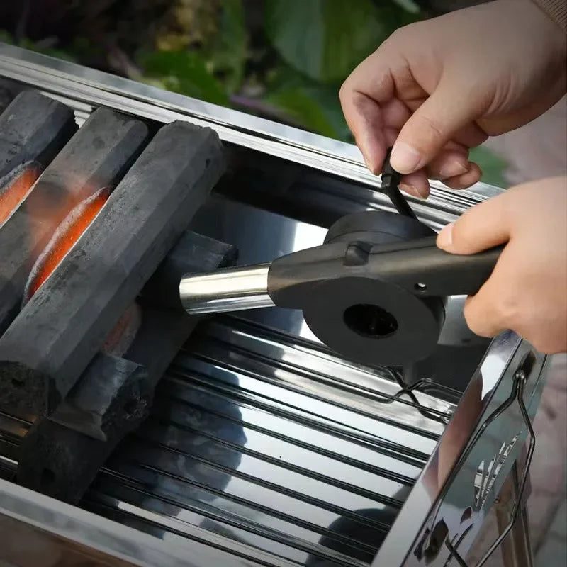 Portable Hand Crank Fan Air Blower Manual BBQ Grill Fire Starter Flame Exciter Cooking Tool for Barbecue Picnic Camping BBQ Tool