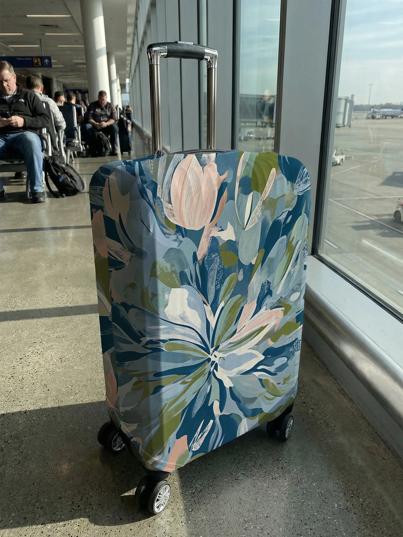 Abstract Flower Brush Stroke Print Luggage Cover, Suitable for 18-32 Inch Luggage Cover, Luggage Handle Glove, Travel Accessorie