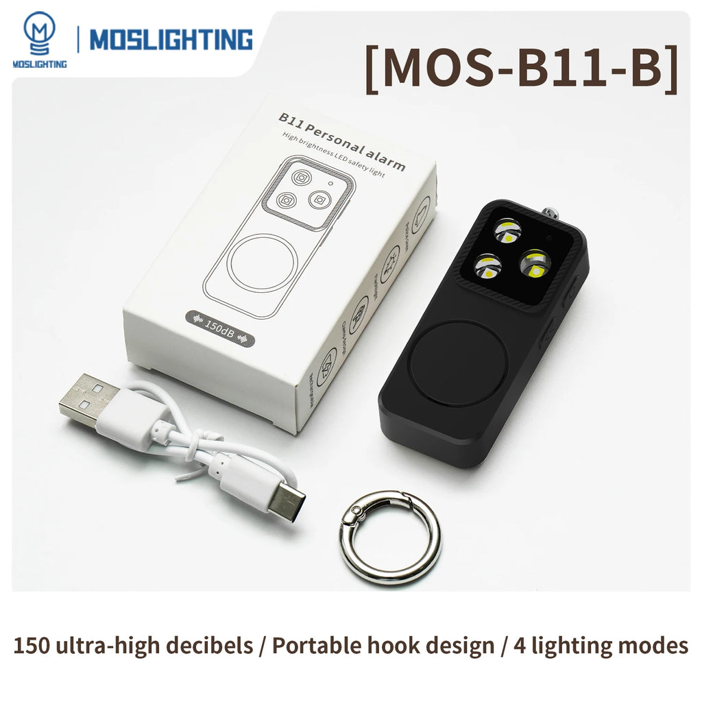 MOSLIGHTING Personal Self Defense Alarm 150db for Girl Women Security Alarm with SOS Lighting Anti-wolf Keychain Emergency Alarm