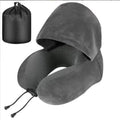 Removable Travel Neck Pillow Adjustable Washable Cover Hooded Pillow Comfortable with Storage Bag U-shaped Pillow with Cap
