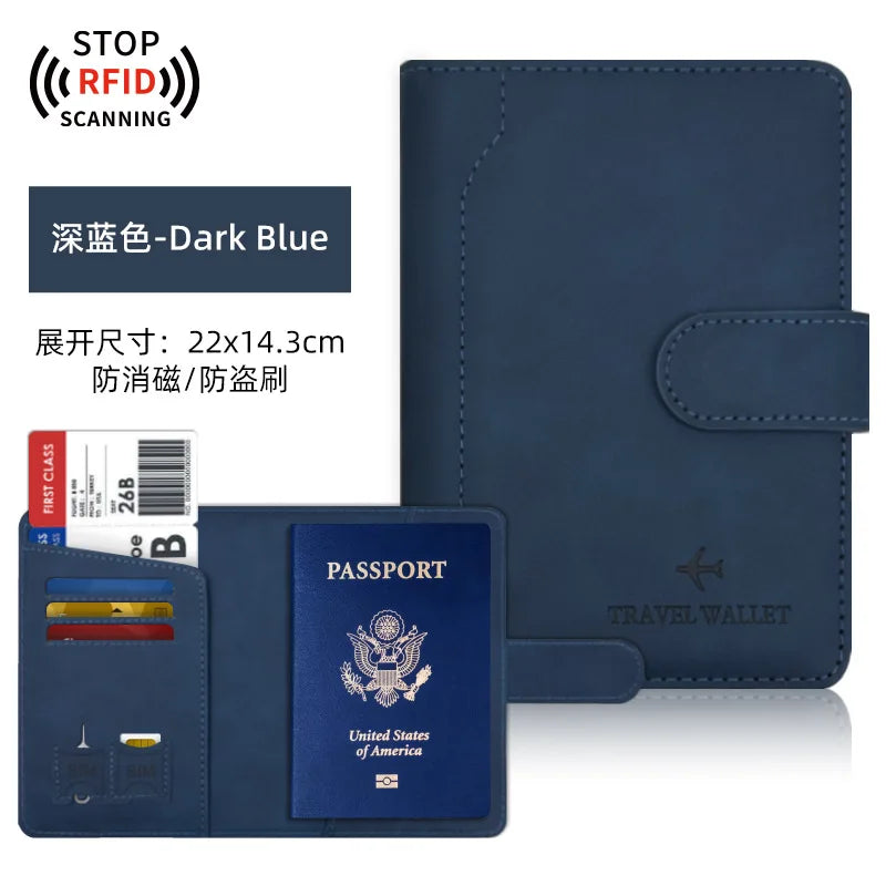 PU Passport Holder Travel Wallet Stop RFID Passport Covers Splicing Magnetic Buckle Passport Pouch ID Holder Air Ticket Holder