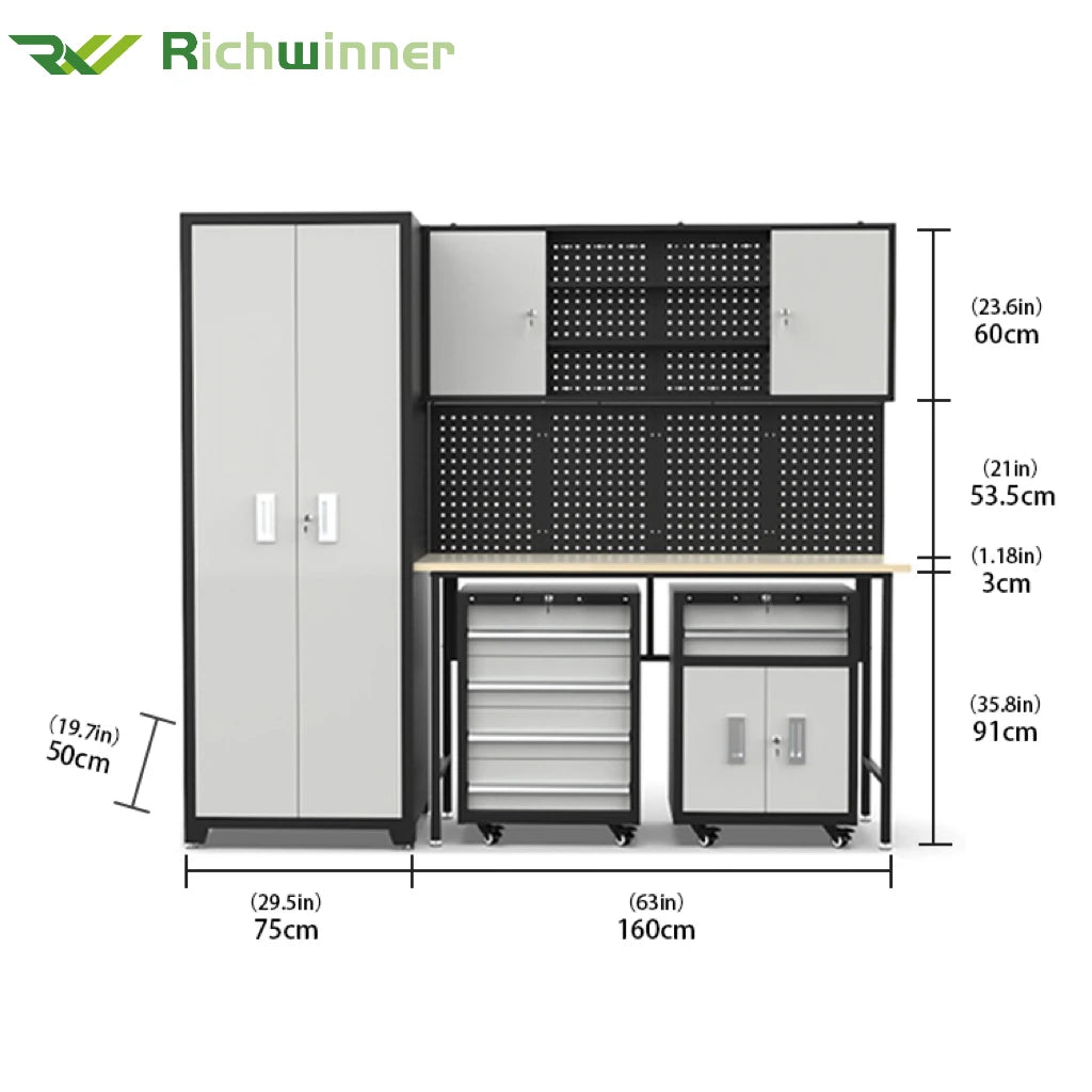 Quality Steel Tool Cabinet Set with Drawers Double-Doors and Multipurpose Trolley for Garage Workshop Factory Mechanic Chest