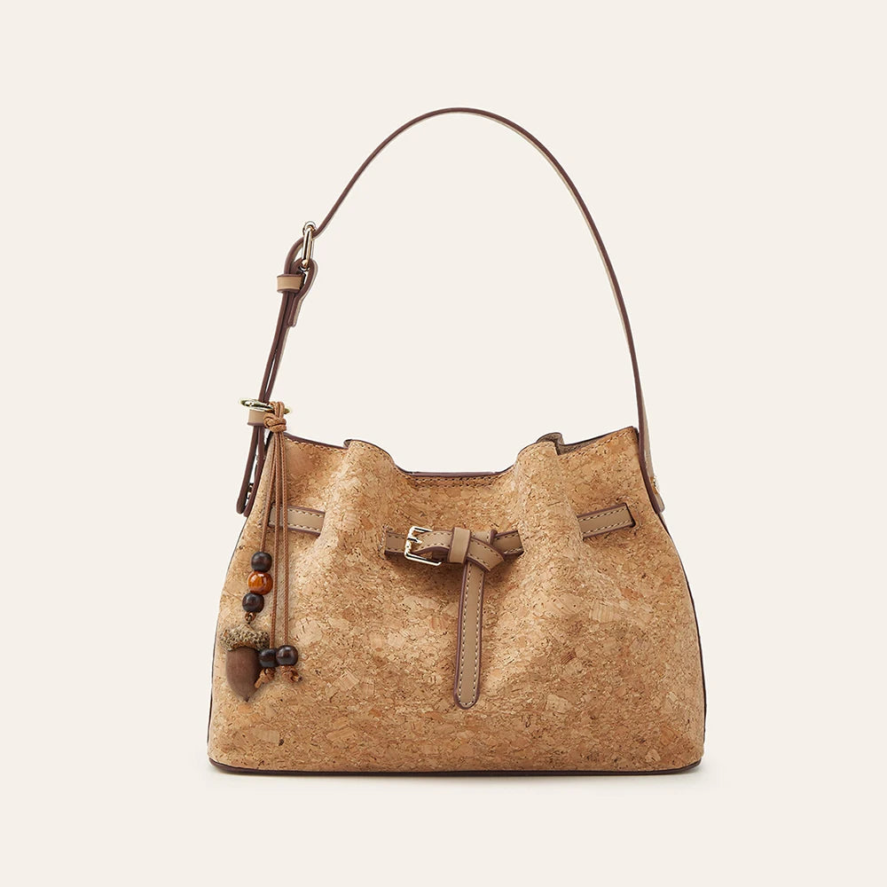 Crossbody Bags Cork Leather National Printing Large Capacity Drawstring Cross Shoulder Bag Mix Color