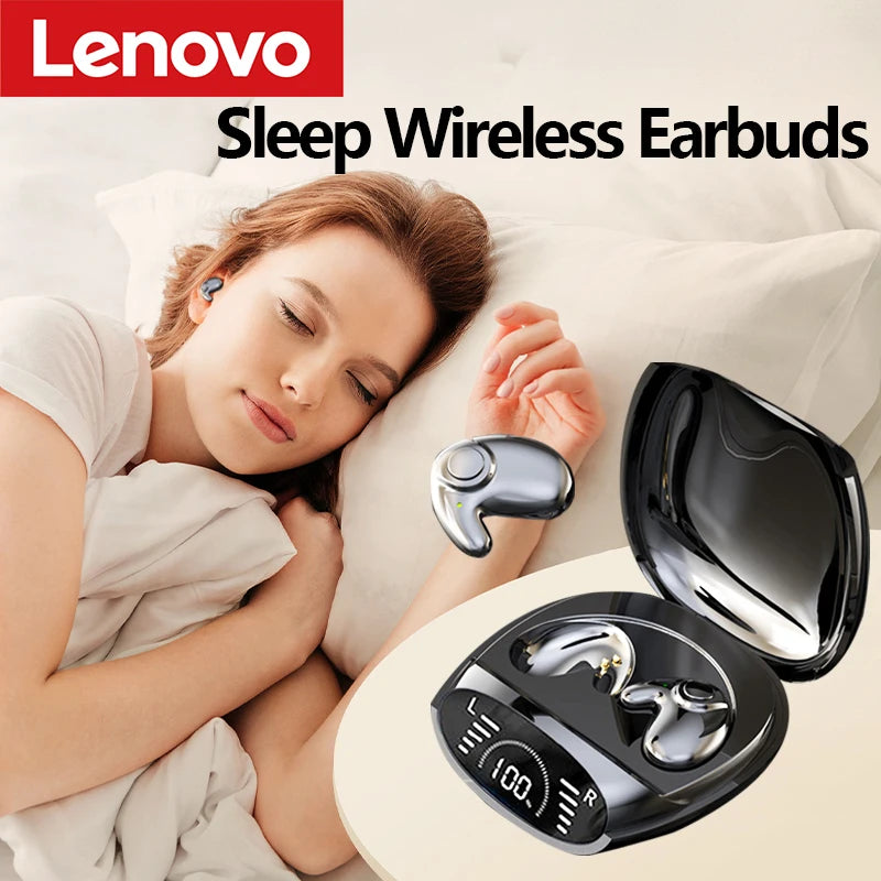 Lenovo Sleep Headphones Invisible Earbuds Noise Reduction TWS Wireless Headsets Sport Stereo Earphones Bluetooth 5.3 For iPhone