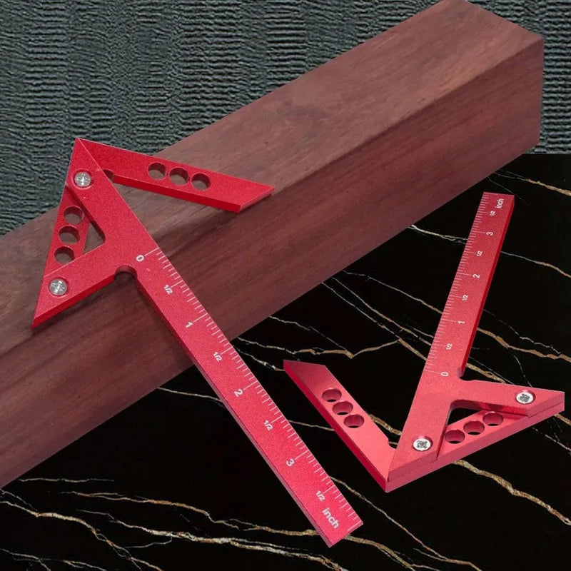 45/90 Degree Center Finder Woodworking Square Right Angle Line Gauge Aluminum Center Scribe Carpenter Ruler Wood Measuring Tool